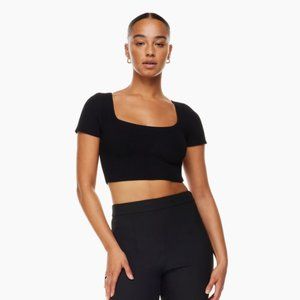 Aritzia Babaton Sculpt Knit Black Crop Top, Great Condition, Size XS